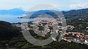 The beautiful village of Sapri at the Italian west coast - aerial view