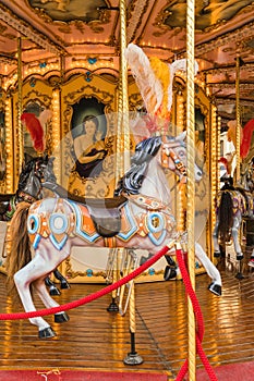 Beautiful vintage carrousel in the center of Florence, Italy