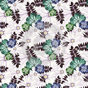 Beautiful vintage floral pattern. Seamless pattern. Flowers. Bright buds, leaves, flowers. Flowers for greeting cards, posters.