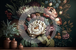 Beautiful vintage flowers wallpaper illustration