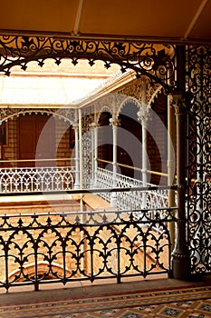 The beautiful vintage steel fabrications in the palace of bangalore. photo
