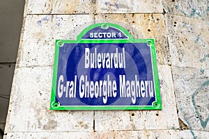 Bulevardul General Gheorghe Magheru (Gheorghe Magheru Boulevard) displayed on an street in