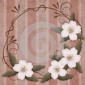 Beautiful vintage style floral decoration with cherryblossom in a wreath