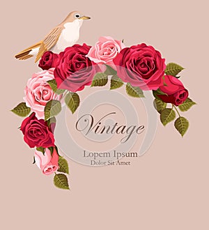 Beautiful vintage vector card with nightingale