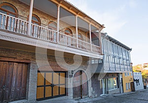 Beautiful vintage wooden balcony in Signagi, Georgia