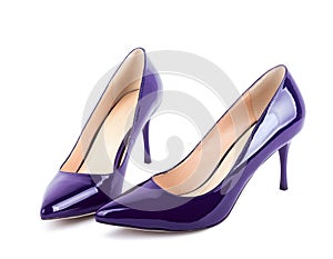 Beautiful violet classic women shoes isolated