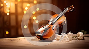Beautiful violin awaits its rightful musician counterpart.AI Generated