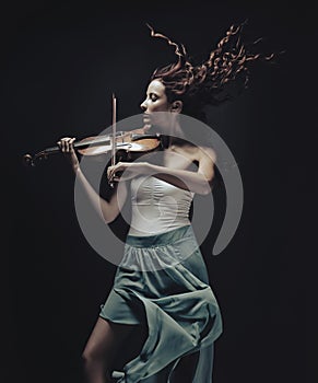 Beautiful Violinist Woman portrait