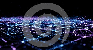 Abstract data network connections glowing blue purple