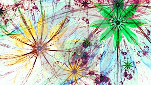 Beautiful vividly colored modern flower background in green,pink,yellow,blue colors photo
