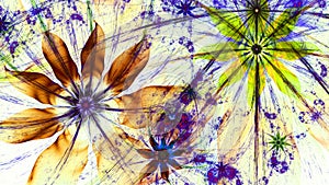 Beautiful vividly colored modern flower background in green,purple,yellow,orange,pink colors photo