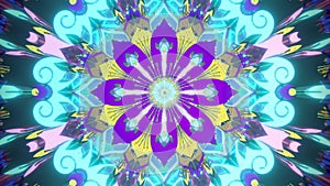 Beautiful vj loop trippy visual background music audiovisual virtual flower futuristic psychedelic abstract mandala kaleidoscope