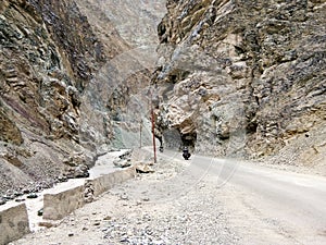 Beautiful volcanic Road crossing mountains photo