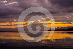 Beautiful Volcano Osorno at sunrise. Puerto Varas Chile, Patagonia