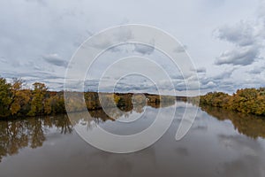 Beautiful Wabash river vista in Lafayette, Indiana, in autumn photo