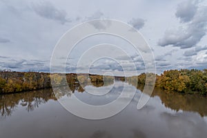 Beautiful Wabash river vista in Lafayette, Indiana, in autumn photo