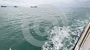 The beautiful wake of a ferry ride from Surat Thani to Koh Samui, Thailand