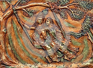 Beautiful wall art of hindu god couple sri krishna and radha