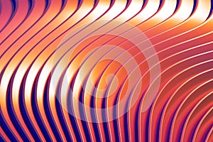 Beautiful wallpaper with abstract colorful wavy background lines in bright warm orange and blue colors. 3D rendering
