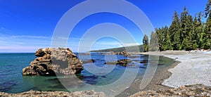 Landscape Panorama of East Sombrio Beach in Juan de Fuca Provincial Park, Southern Vancouver Island, British Columbia photo