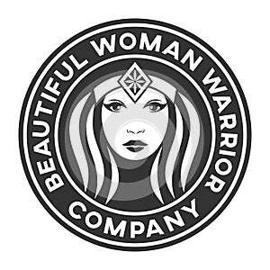 Beautiful warrior woman logo. Vector illustration.