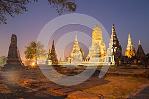 Beautiful Wat Chai Watthanaram temple in ayutthaya Thailand