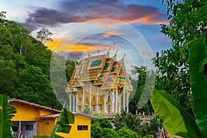 beautiful Wat Chalong Buddhist temples in Phuket Thailand. Decorated in beautiful ornate colours