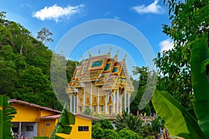 beautiful Wat Chalong Buddhist temples in Phuket Thailand. Decorated in beautiful ornate colours