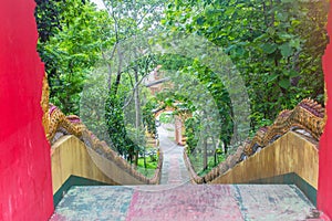 Beautiful Wat Phra That Doi Prabat (Wat Doi Phra Baht) entrance gate. Doi Phrabat Temple is the location of important historical