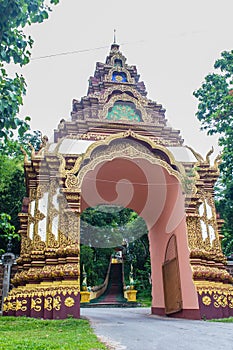 Beautiful Wat Phra That Doi Prabat (Wat Doi Phra Baht) entrance gate. Doi Phrabat Temple is the location of important historical