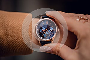 Beautiful watch on woman hand