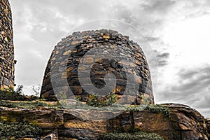 Beautiful watchtower destroyed by invaders and reconstructed by tippu sulthan in badami .