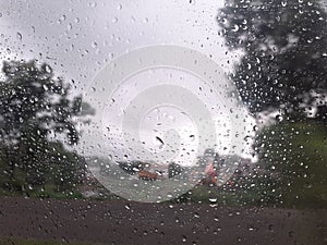 Beautiful water Droplets on glass