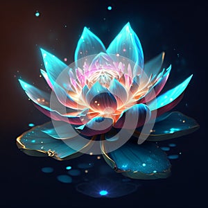 Beautiful water lily, lotus flower, vector illustration. AI generated