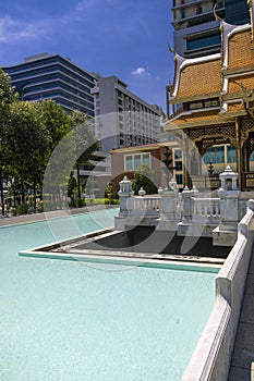 Beautiful water temple adjacent to Chaloem Phrakiat 72 th year Park