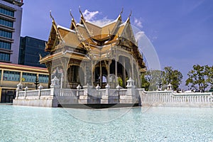 Beautiful water temple adjacent to Chaloem Phrakiat 72 th year Park