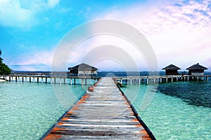 Beautiful water Villas at Maldives island beach resort