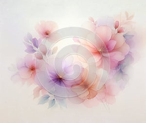 Beautiful watercolor background with flowers. Pastel colors. Spring.