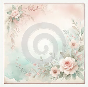 Beautiful watercolor background with flowers. Pastel colors. Spring.