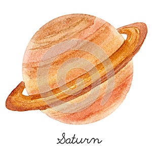 Watercolor Saturn planet illustration photo