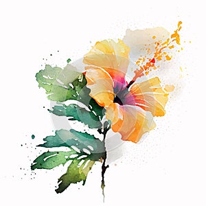 Beautiful Watercolor Painted Flower on white background Illustration Generative AI