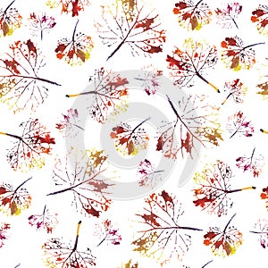 Beautiful watercolor pattern of leaves. handmade painted. beautiful seamless texture background imprint