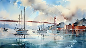 Beautiful watercolors of San Francisco Bay