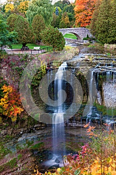 Beautiful waterfall in autumn colors