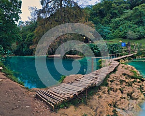 Beautiful waterfall in deep forest old mines & x28;minas viejas & x29;, san luis potosi Mexico photo