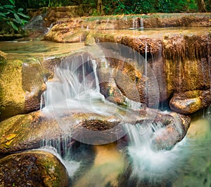 Beautiful waterfall at Erawan national park, Thailand