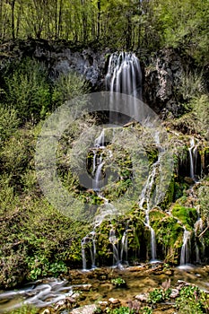 Beautiful waterfall in the forest, Caras Severin county, Beusnita National Park