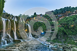 Beautiful waterfall in Furong ancient town, Xiangxi, Hunan, China