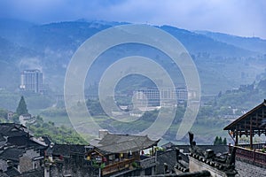 Beautiful waterfall in Furong ancient town, Xiangxi, Hunan, China