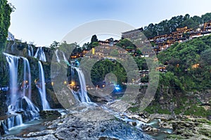 Beautiful waterfall in Furong ancient town, Xiangxi, Hunan, China